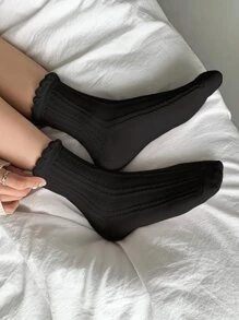 DAZY Solid Crew Socks - Black - View 2