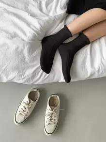 DAZY Solid Crew Socks - Black - View 3