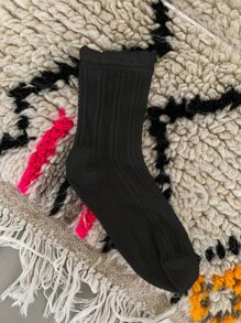 DAZY Solid Crew Socks - Black - View 5