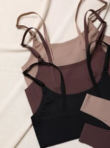 3sets No Show Plain Bra & Panty Lingerie Set - Multicolor - View 4