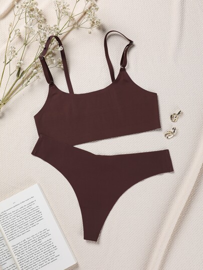 3sets No Show Effen BH Slipje Lingerie Set view 5