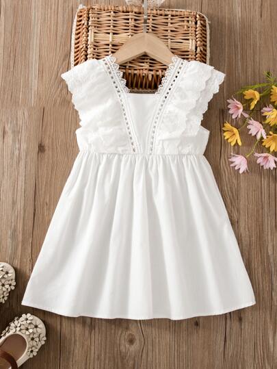 Toddler Girls Guipure Lace Insert Dress