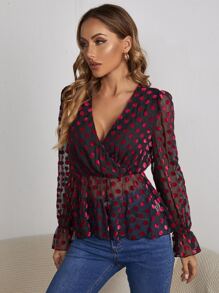 SHEIN Unity 波點圖案荷葉邊上衣 - 彩色 - 查看 4