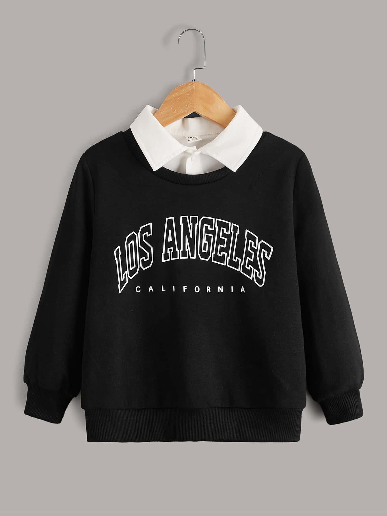 SHEIN Leap Crew Young Boy Drop Shoulder Letter Pattern Pullover Without Shirt - Black - View 1