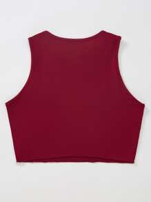 SHEIN Unity Sun And Moon Print Crop Tank Top - Burgundy - View 2