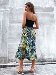 SHEIN Holidaya Tropical Print Wrap Dress - Multicolor - View 2