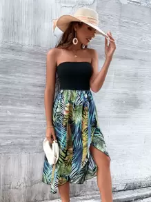 SHEIN Holidaya Tropical Print Wrap Dress - Multicolor - View 6