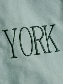 Manfinity Men Letter Embroidery Zip Up Hoodie, For Fall Winter - Mint Green - View 4