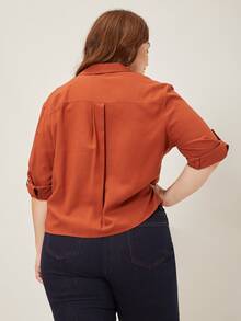 MOTF PREMIUM PLUS VISCOSE ROLL-UP SLEEVE BLOUSE - Rust Brown - View 2