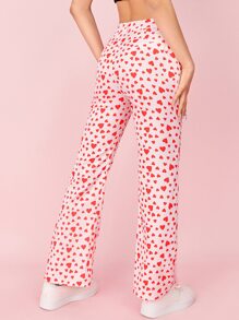 SHEIN 高腰愛心圖案直筒褲