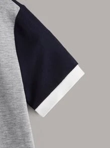 SHEIN 男孩字母圖案撞色POLO衫 - 彩色 - 查看 3