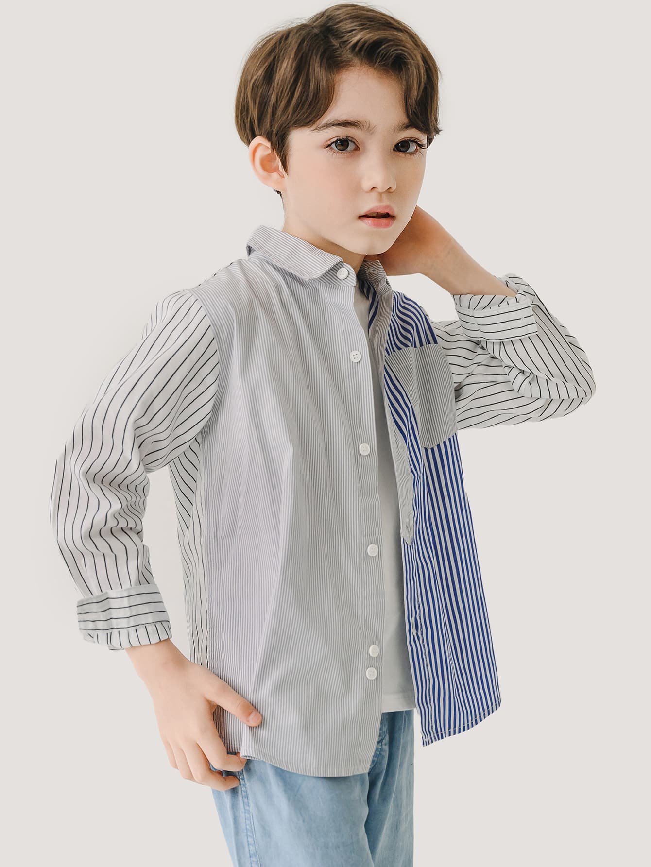 Niños Camisa de rayas de color combinado - Multicolor - Ver 1