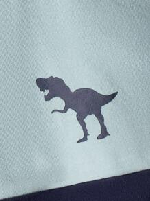 SHEIN Toddler Boys Colourblock Dinosaur Print Tee - Multicolor - View 3