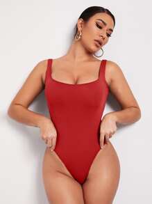 SHEIN BAE Bộ đồ liền thân ôm sát - Đỏ - Xem 1