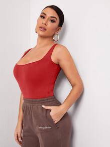 SHEIN BAE Bộ đồ liền thân ôm sát - Đỏ - Xem 3