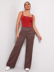 SHEIN BAE Bộ đồ liền thân ôm sát - Đỏ - Xem 5