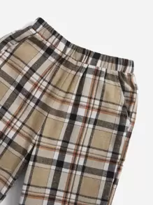 SHEIN Boys Bag Print Top And Plaid Shorts Set - Multicolor - View 3