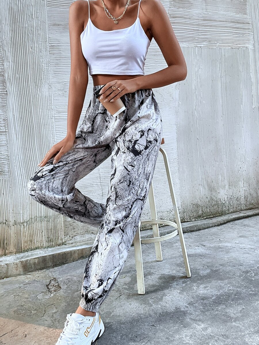 紮染彈性腰帶錐形褲 - 彩色 - 查看 1