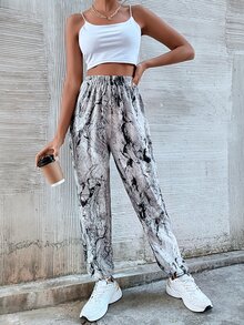 紮染彈性腰帶錐形褲 - 彩色 - 查看 3