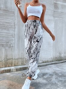 紮染彈性腰帶錐形褲 - 彩色 - 查看 4