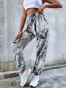 紮染彈性腰帶錐形褲 - 彩色 - 查看 6