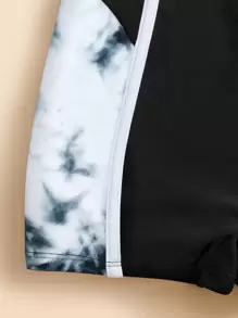 Tween Girl Tie Dye One Piece Swimsuit - Black - View 4