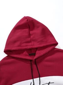 Manfinity Bộ hai mảnh Nam Dây kéo Túi Sọc bên Khối Màu Lá thư Thể thao - Đỏ và trắng - Xem 4