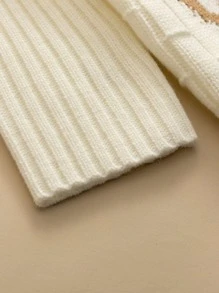 Toddler Girls Bear & Heart Pattern High Neck Jumper - White - View 3