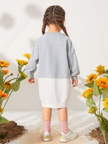 SHEIN Áo nỉ bé gái Nghề thêu Hoạt hình Khối Màu Dễ thương - Nhiều màu - Xem 2