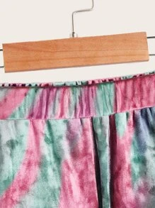 SHEIN 小女童圖案印花絲絨長褲 - 彩色 - 查看 4