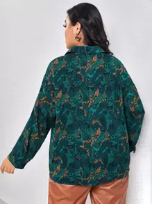 SHEIN Privé Camisa con estampado de paisley de hombros caídos - Multicolor - Ver 2