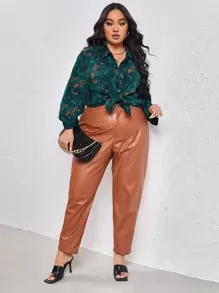 SHEIN Privé Camisa con estampado de paisley de hombros caídos - Multicolor - Ver 3