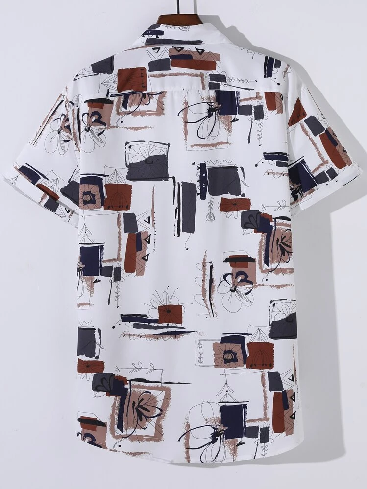 Manfinity Hombres Camisa con estampado al azar con estampado sin camiseta - Multicolor - Ver 2