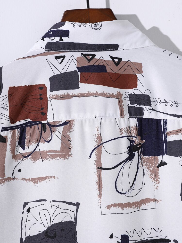 Manfinity Hombres Camisa con estampado al azar con estampado sin camiseta - Multicolor - Ver 4