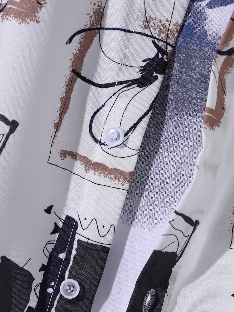 Manfinity Hombres Camisa con estampado al azar con estampado sin camiseta - Multicolor - Ver 5