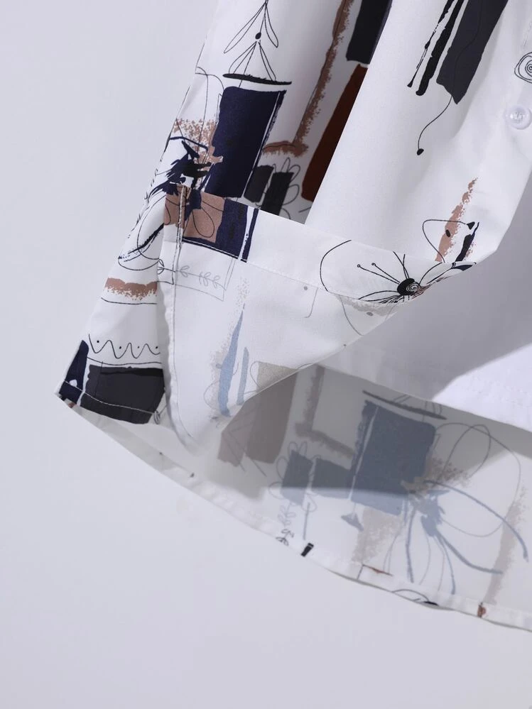 Manfinity Hombres Camisa con estampado al azar con estampado sin camiseta - Multicolor - Ver 7