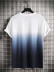 Manfinity Men Letter Graphic Ombre Tee - Blue and White - View 2