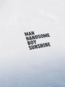 Manfinity Men Letter Graphic Ombre Tee - Blue and White - View 3