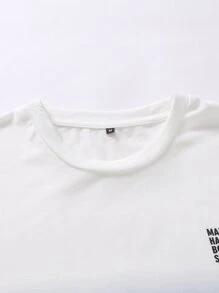 Manfinity Men Letter Graphic Ombre Tee - Blue and White - View 7