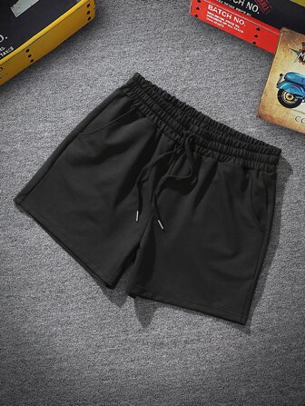 Manfinity Hypemode Men's Solid Color Drawstring Waist Pocket Loose Casual Shorts