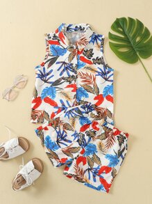 小男童熱帶圖案襯衫和短褲