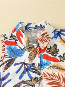 小男童熱帶圖案襯衫和短褲