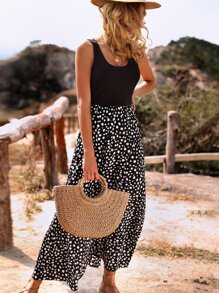 SHEIN VCAY Dalmatian Print Sleeveless Dress - Black and White - View 3