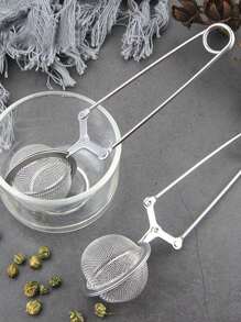 1pc Tea Filter Ball With Long Handle, Silver Stainless Steel Tea Strainer For Kitchen - Silver - View 1