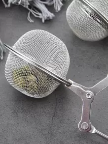 1pc Tea Filter Ball With Long Handle, Silver Stainless Steel Tea Strainer For Kitchen - Silver - View 4