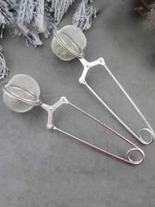 1pc Tea Filter Ball With Long Handle, Silver Stainless Steel Tea Strainer For Kitchen - Silver - View 5