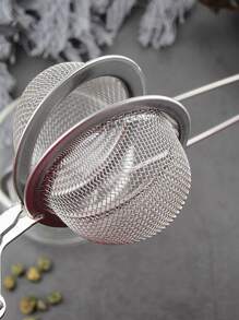 1pc Tea Filter Ball With Long Handle, Silver Stainless Steel Tea Strainer For Kitchen - Silver - View 6
