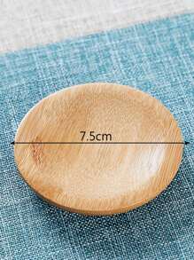 1入組圓形木頭杯墊 - 米色 - 查看 3