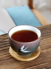 1入組圓形木頭杯墊 - 米色 - 查看 4