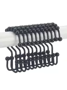 12 chiếc Móc treo rèm tắm trơn - màu đen - Xem 1